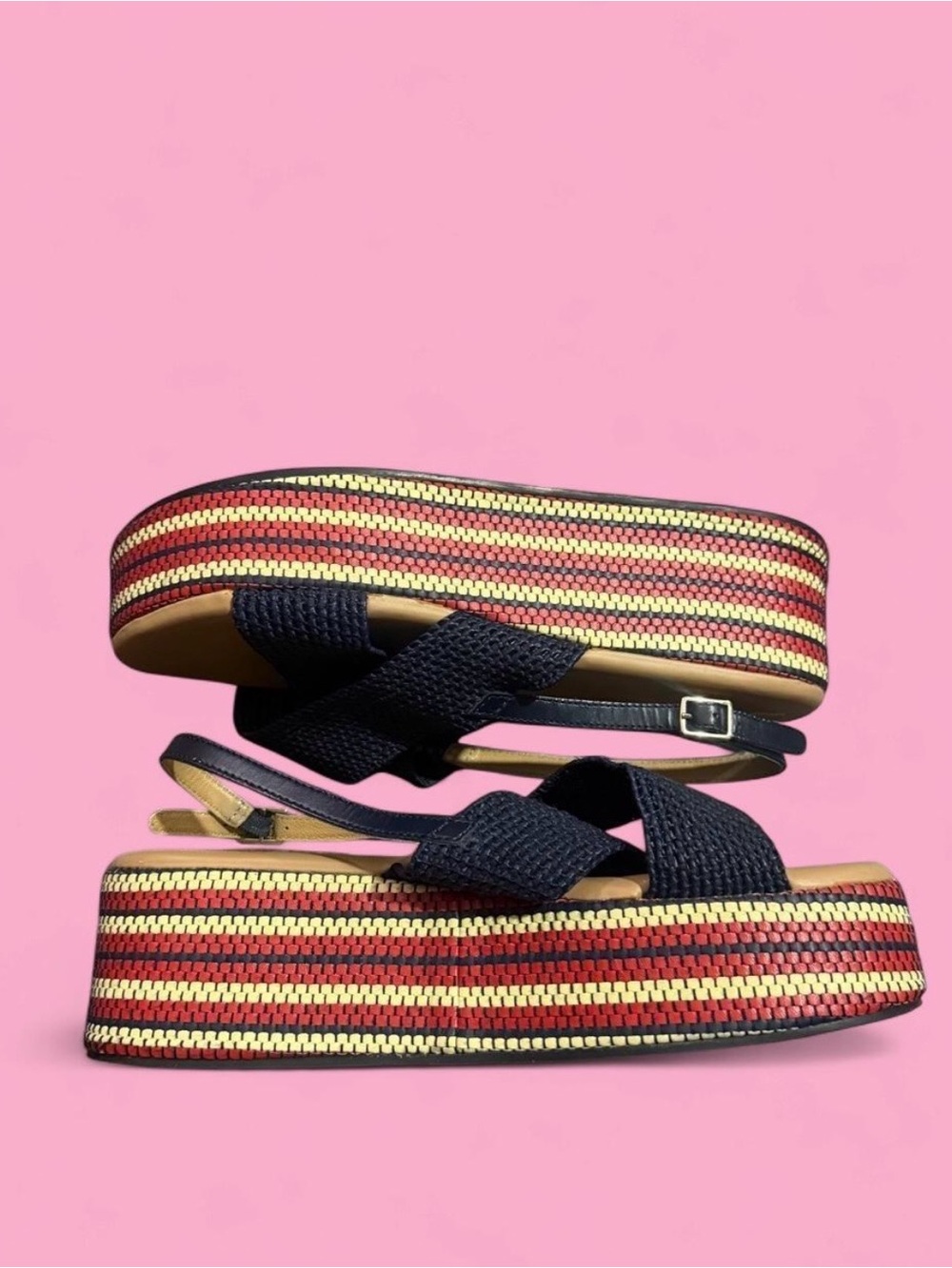 ✨ ANTHROPOLOGIE Maeve Raffia Platform Sandals ✨size 8.5-9